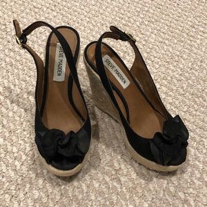 Steve Madden black espadrille wedges